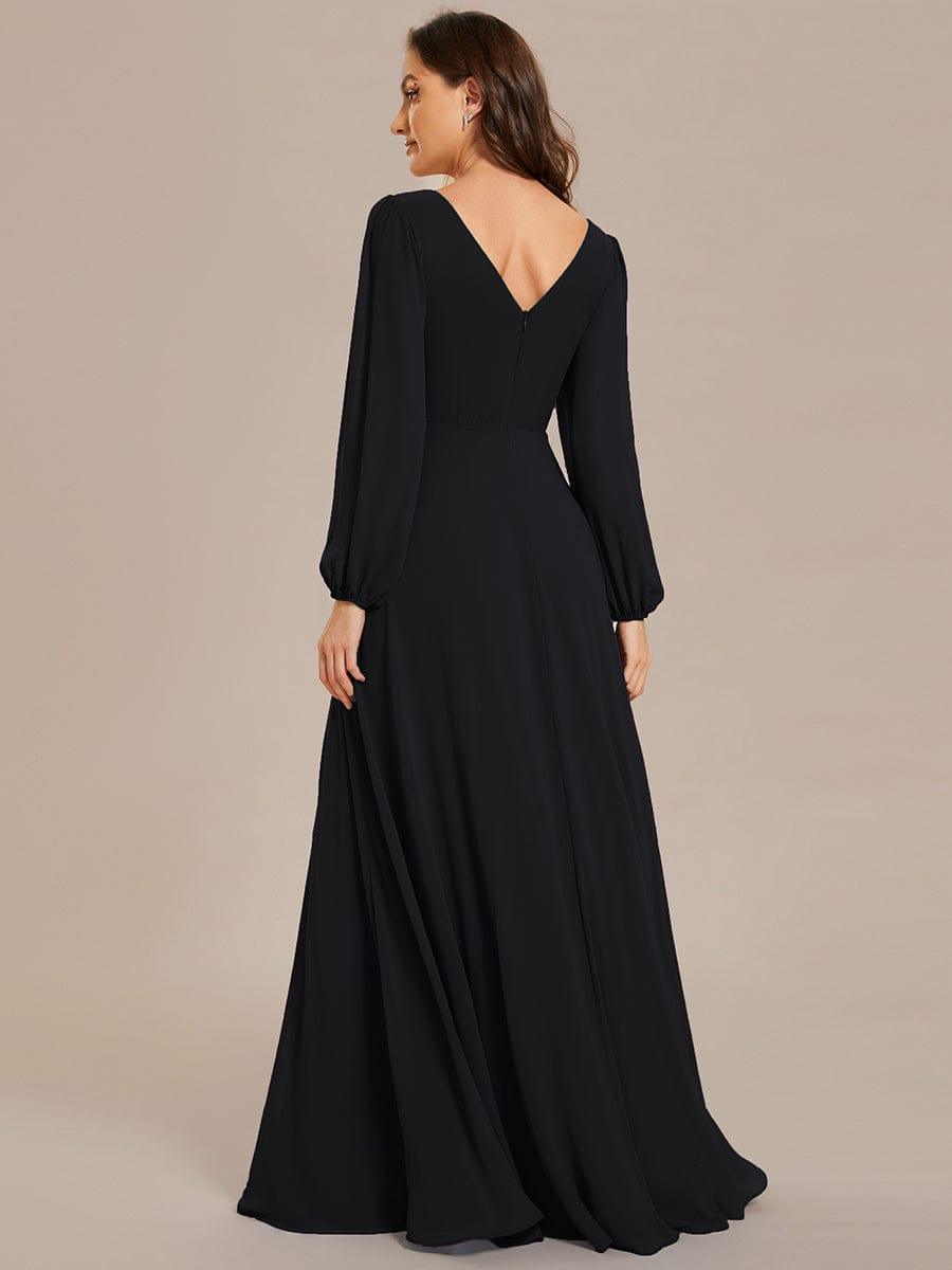 Funkelndes Abendkleid in A-Linie mit Empire-Taille und langen ?rmeln #farbe_Schwarz Funkelndes Abendkleid in A-Linie mit Empire-Taille und langen ?rmeln #farbe_Schwarz