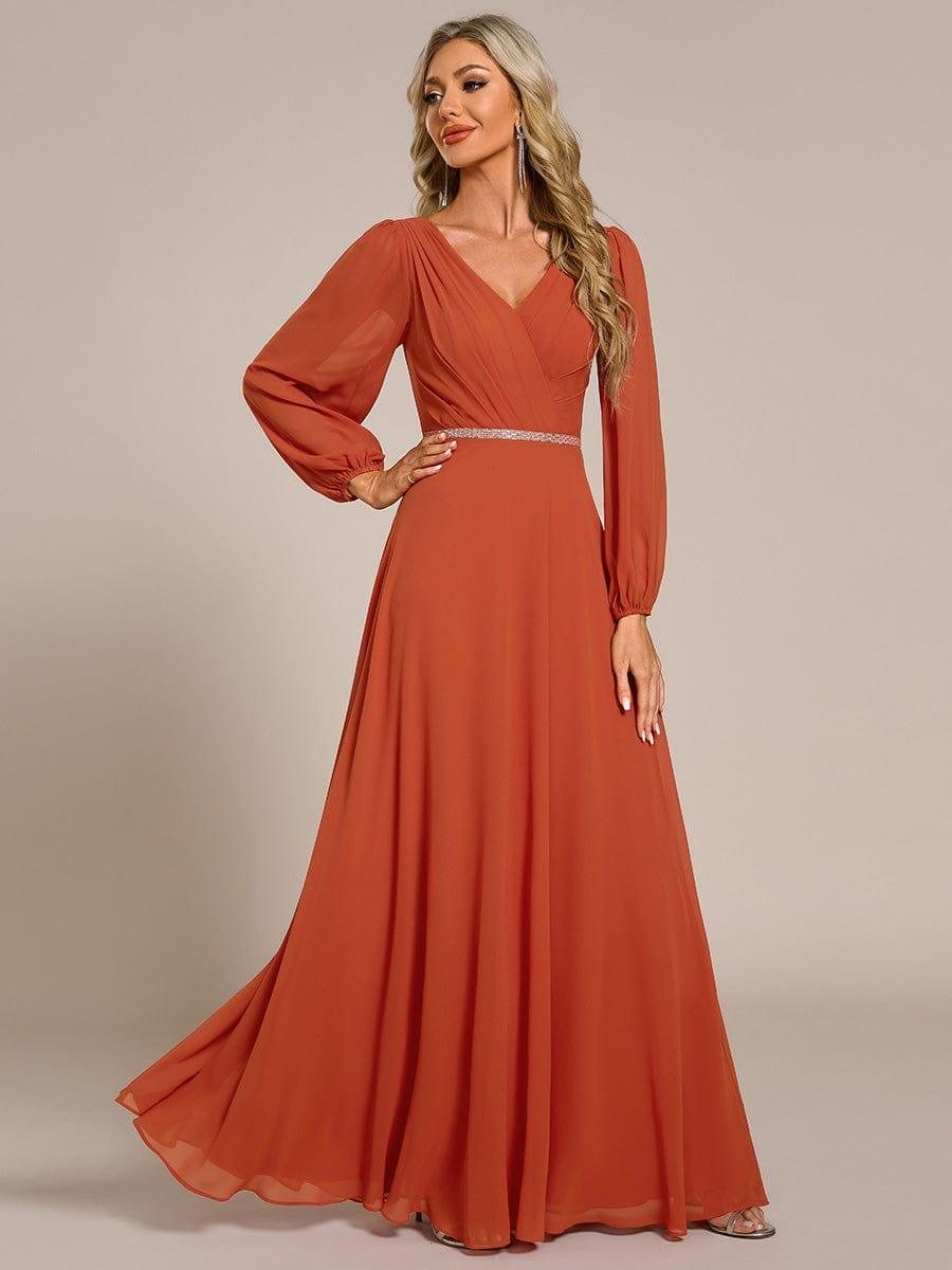 Glitzerndes A-Linien-Abendkleid mit Empire-Taille und langen Laternen?rmeln #farbe_Gebrannte Orange Glitzerndes A-Linien-Abendkleid mit Empire-Taille und langen Laternen?rmeln #farbe_Gebrannte Orange