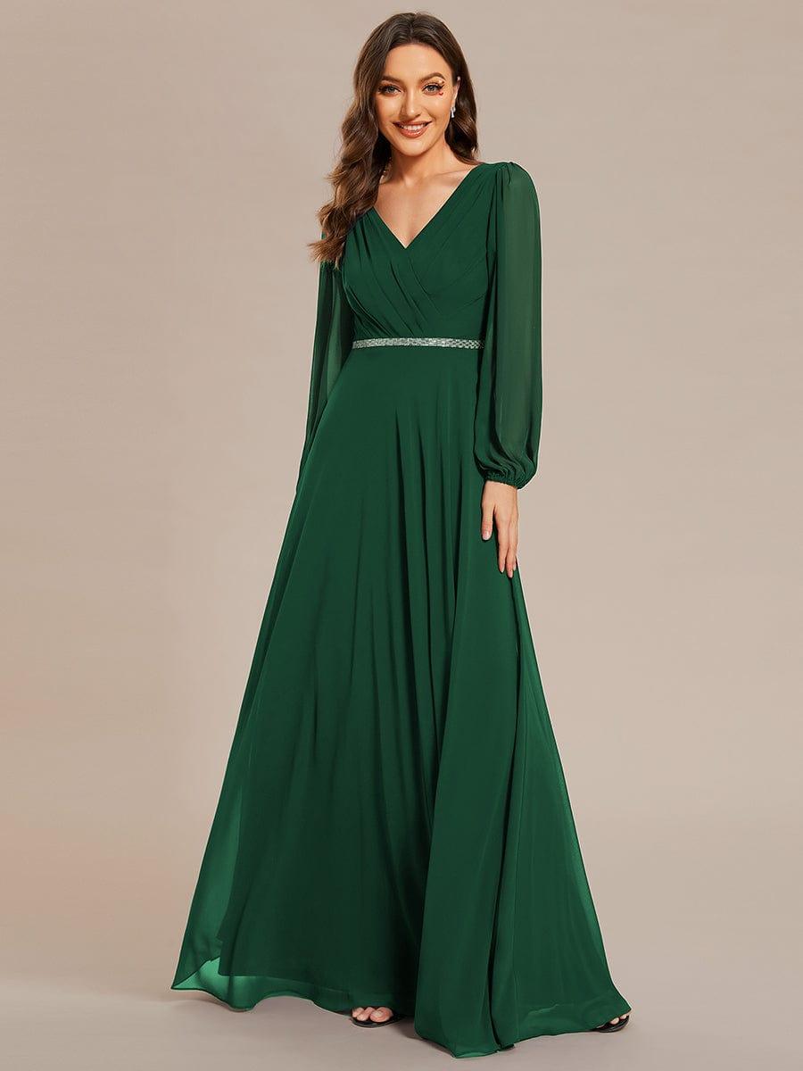 Funkelndes Abendkleid in A-Linie mit Empire-Taille und langen ?rmeln #farbe_Dunkel Gruen Funkelndes Abendkleid in A-Linie mit Empire-Taille und langen ?rmeln #farbe_Dunkel Gruen