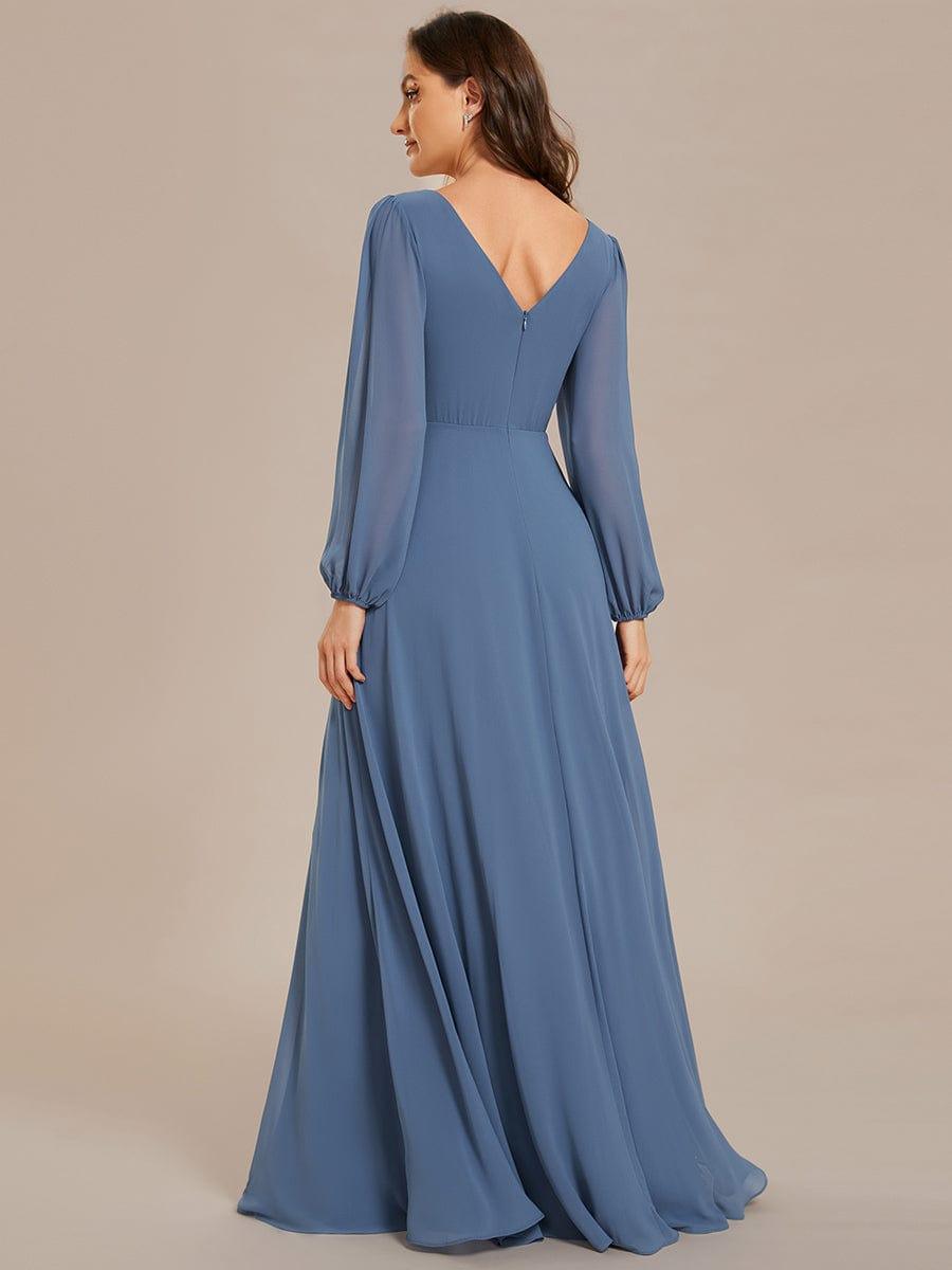 Funkelndes Abendkleid in A-Linie mit Empire-Taille und langen ?rmeln #farbe_Dusty Navy Funkelndes Abendkleid in A-Linie mit Empire-Taille und langen ?rmeln #farbe_Dusty Navy