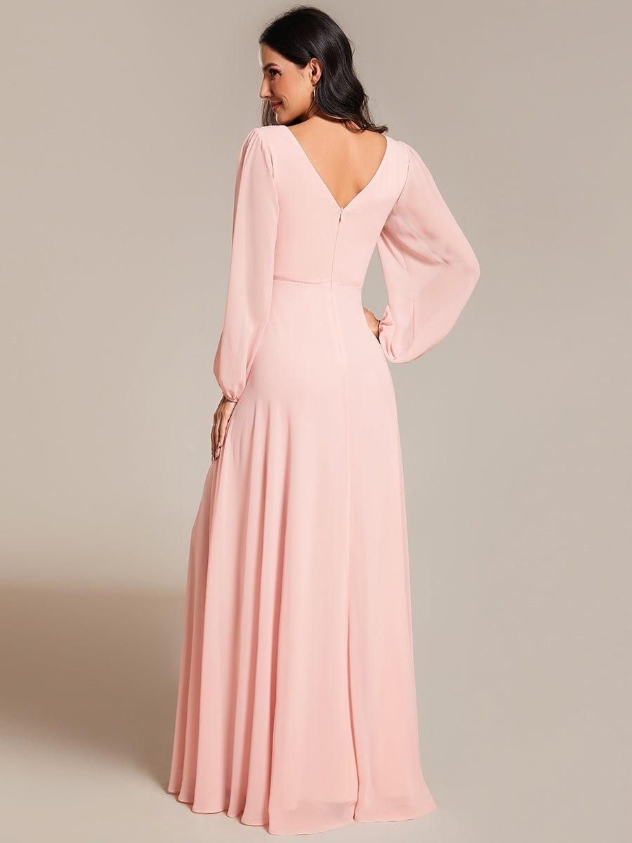 Funkelndes Abendkleid in A-Linie mit Empire-Taille und langen ?rmeln #farbe_Rosa Funkelndes Abendkleid in A-Linie mit Empire-Taille und langen ?rmeln #farbe_Rosa