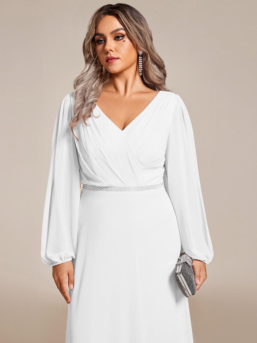 Funkelndes Abendkleid in A-Linie mit Empire-Taille und langen ?rmeln #farbe_Weiss Funkelndes Abendkleid in A-Linie mit Empire-Taille und langen ?rmeln #farbe_Weiss