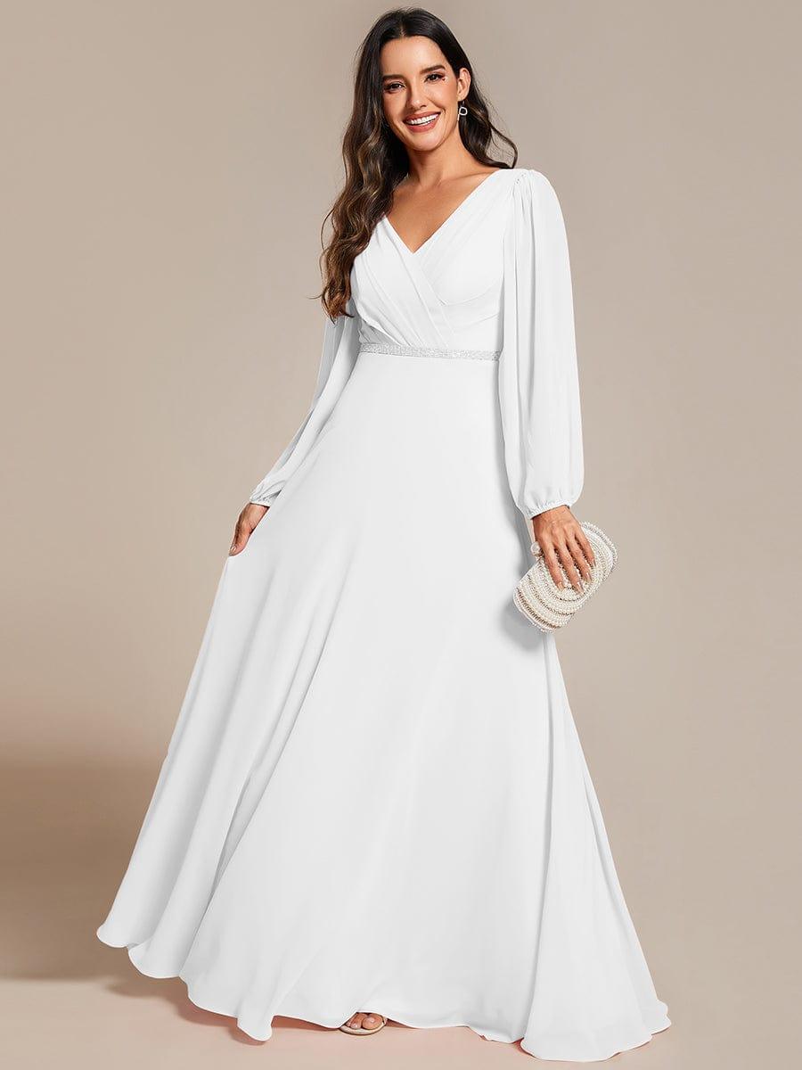 Funkelndes Abendkleid in A-Linie mit Empire-Taille und langen ?rmeln #farbe_Weiss Funkelndes Abendkleid in A-Linie mit Empire-Taille und langen ?rmeln #farbe_Weiss