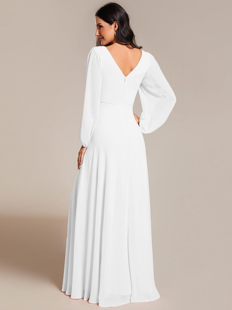 Funkelndes Abendkleid in A-Linie mit Empire-Taille und langen ?rmeln #farbe_Weiss Funkelndes Abendkleid in A-Linie mit Empire-Taille und langen ?rmeln #farbe_Weiss