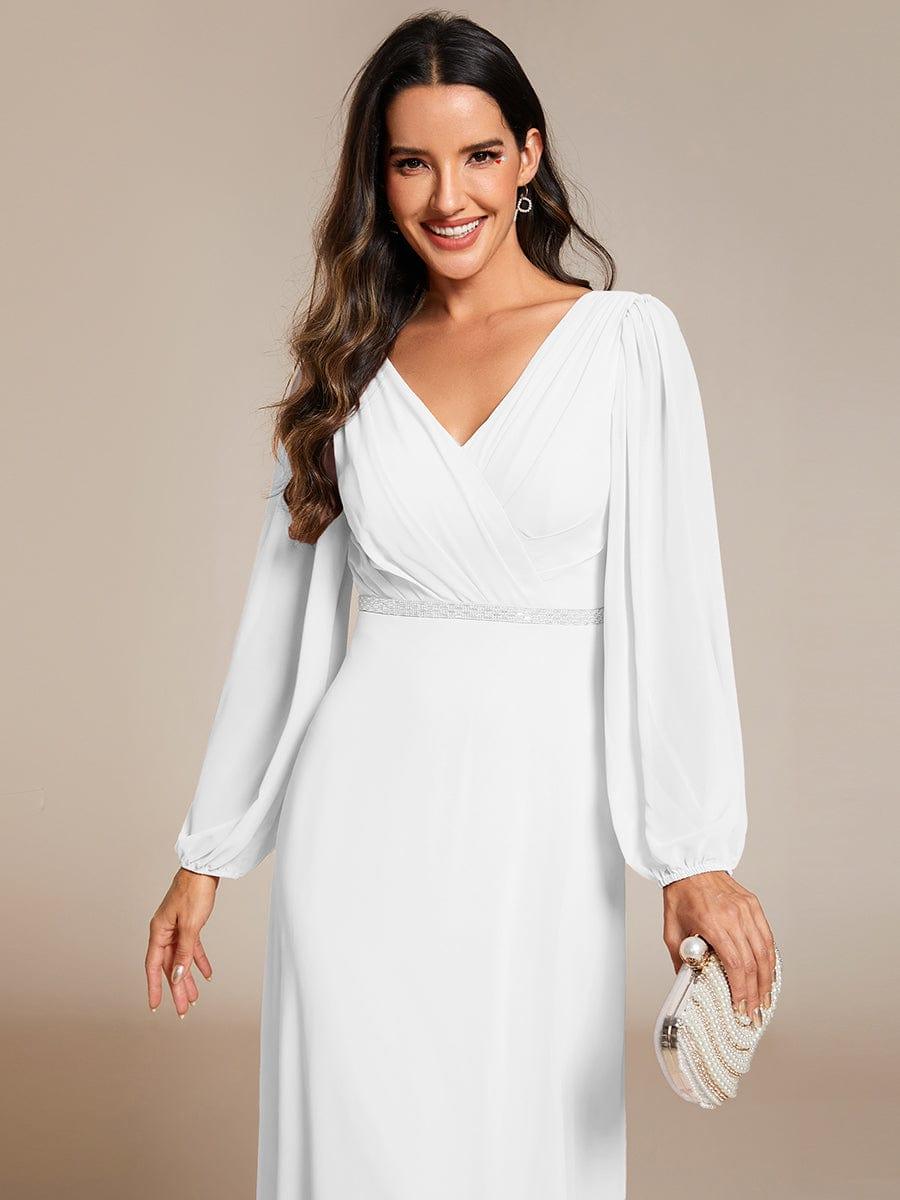 Funkelndes Abendkleid in A-Linie mit Empire-Taille und langen ?rmeln #farbe_Weiss Funkelndes Abendkleid in A-Linie mit Empire-Taille und langen ?rmeln #farbe_Weiss