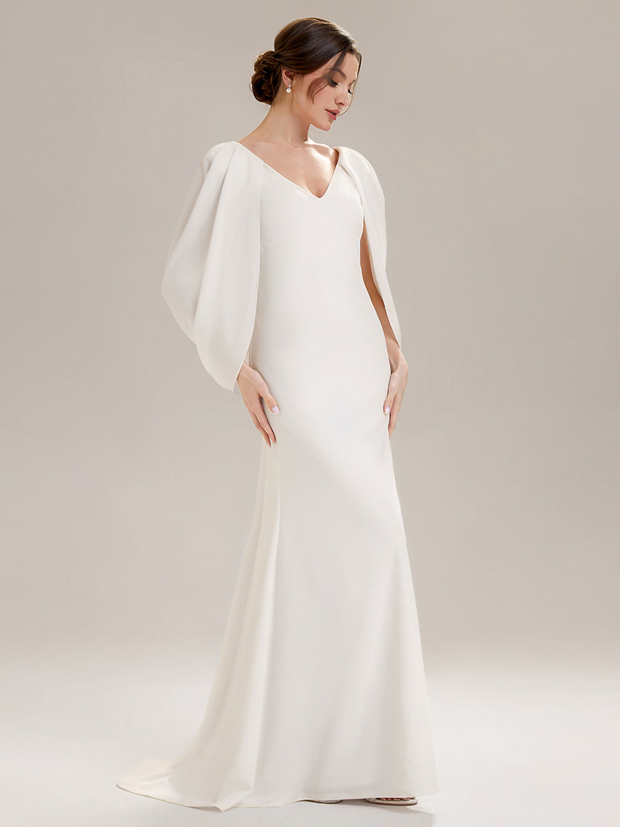 Maxi Tie-Front Und Rückenfreies Kleid Mit Tiefem V-Ausschnitt Im Meerjungfrau Stil Aus Strick #Farbe_Weiß