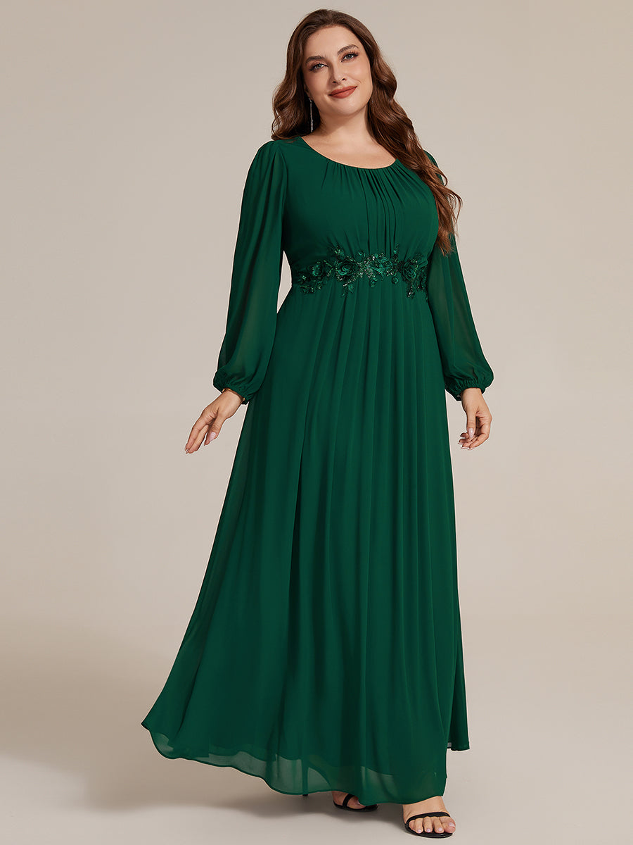 Chiffon A-Linie Puffärmel Nicht elastisch abendkleid #Farbe_Dunkelgrün