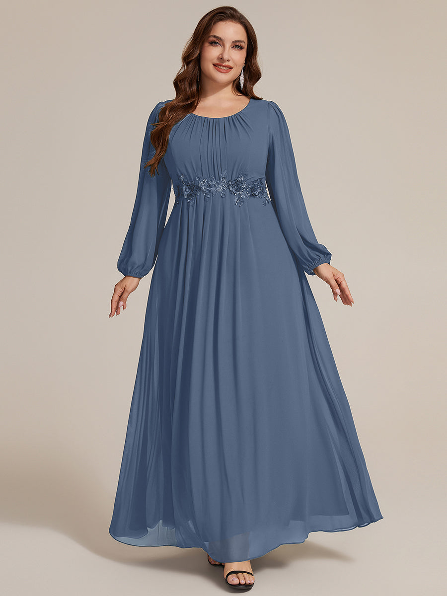 Chiffon A-Linie Puffärmel Nicht elastisch abendkleid #Farbe_Taubenblau
