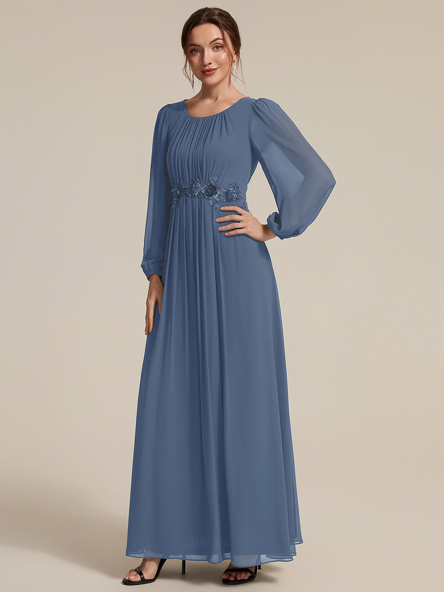 Chiffon A-Linie Puffärmel Nicht elastisch abendkleid #Farbe_Taubenblau