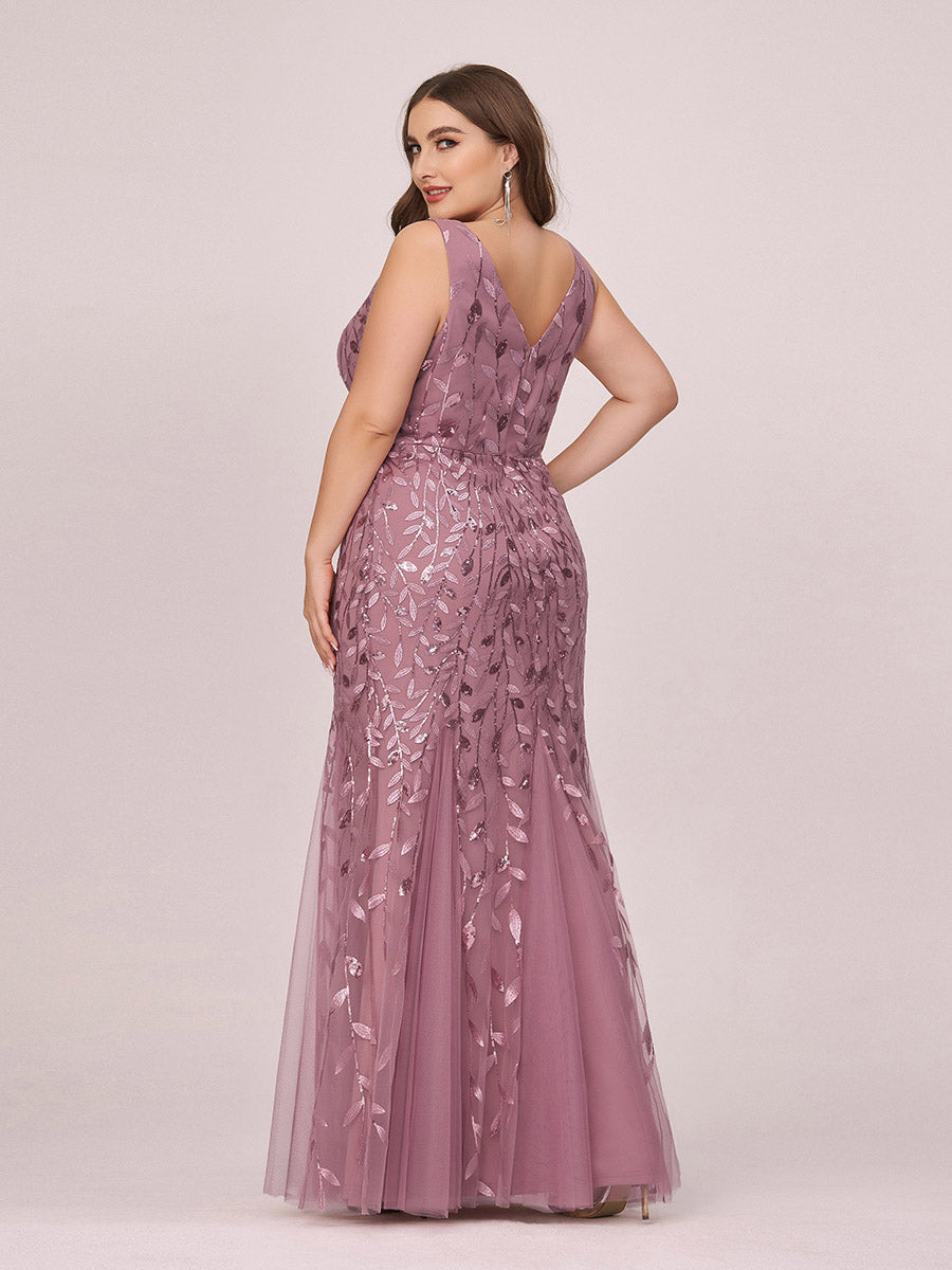 Aermelloses Abendkleid mit doppeltem V-Ausschnitt #Farbe_Orchideenviolett