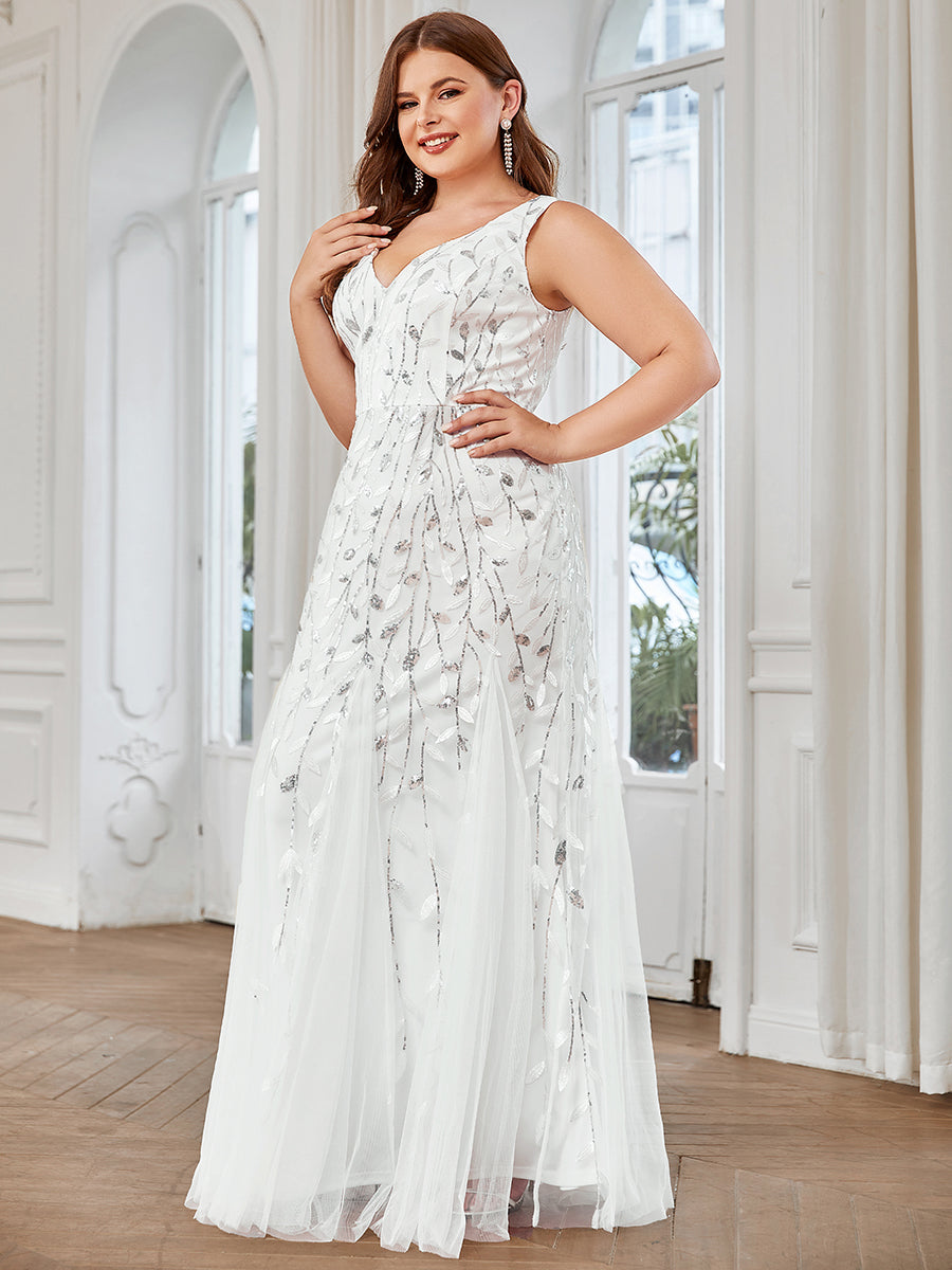 Aermelloses Abendkleid mit doppeltem V-Ausschnitt #Farbe_Weiß