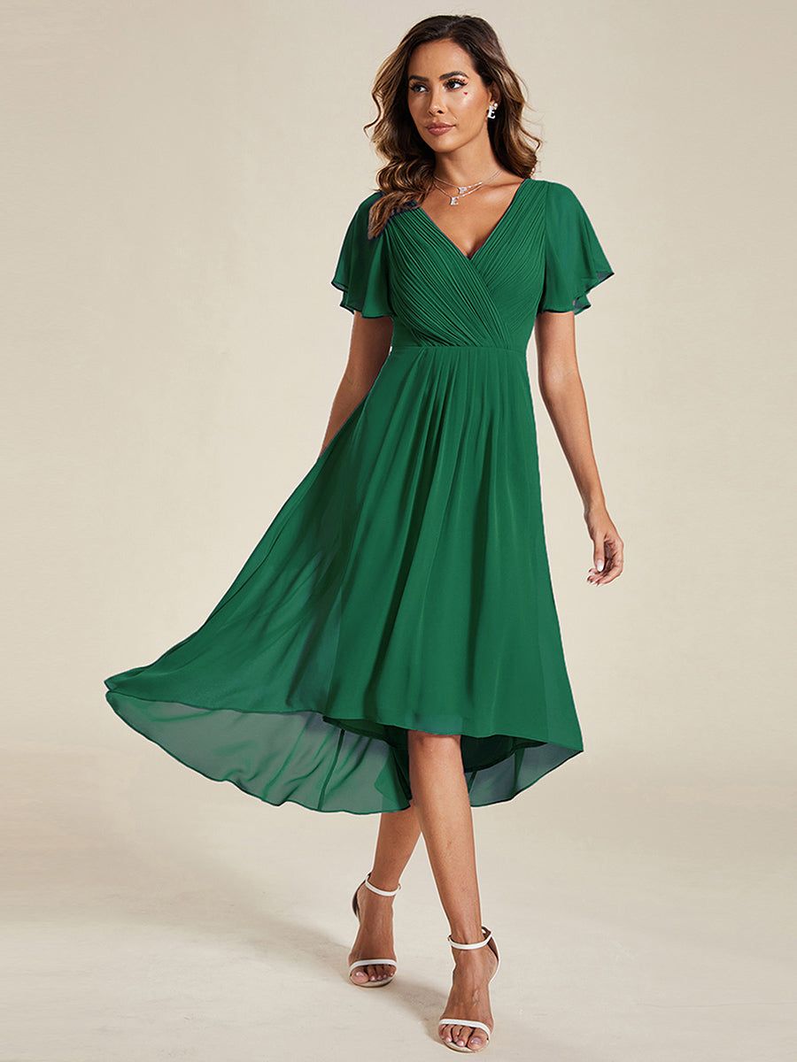 Funkelndes Abendkleid in A-Linie mit Empire-Taille und langen ?rmeln #farbe_Dunkelgrün