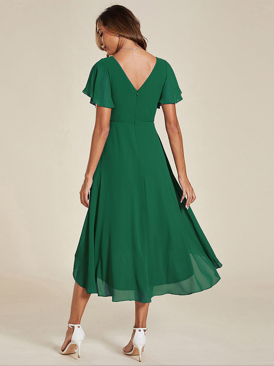 Funkelndes Abendkleid in A-Linie mit Empire-Taille und langen ?rmeln #farbe_Dunkelgrün