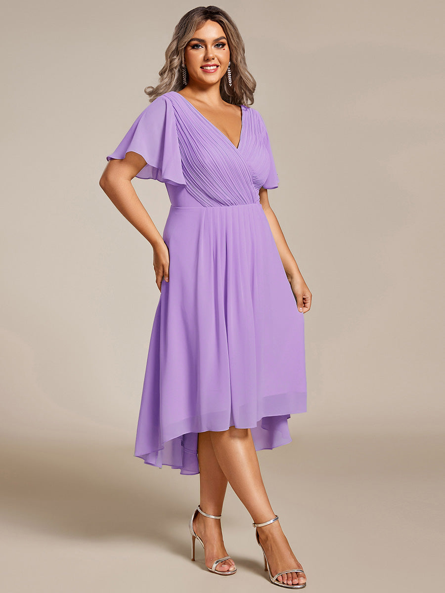 Funkelndes Abendkleid in A-Linie mit Empire-Taille und langen ?rmeln #farbe_Lavendel