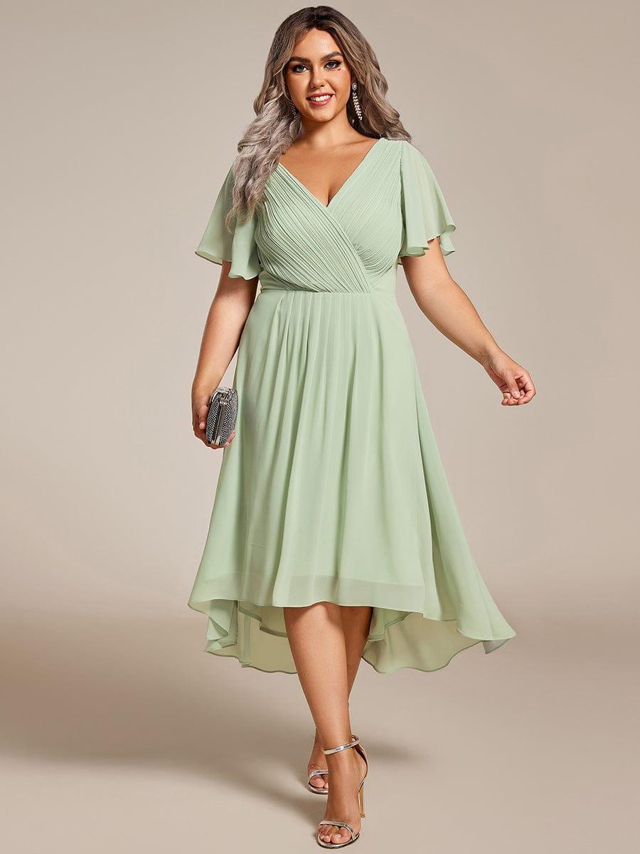 Funkelndes Abendkleid in A-Linie mit Empire-Taille und langen ?rmeln #farbe_Mint Gruen
