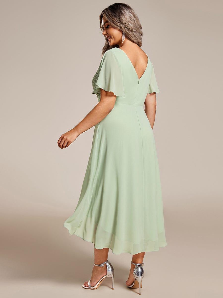 Funkelndes Abendkleid in A-Linie mit Empire-Taille und langen ?rmeln #farbe_Mint Gruen