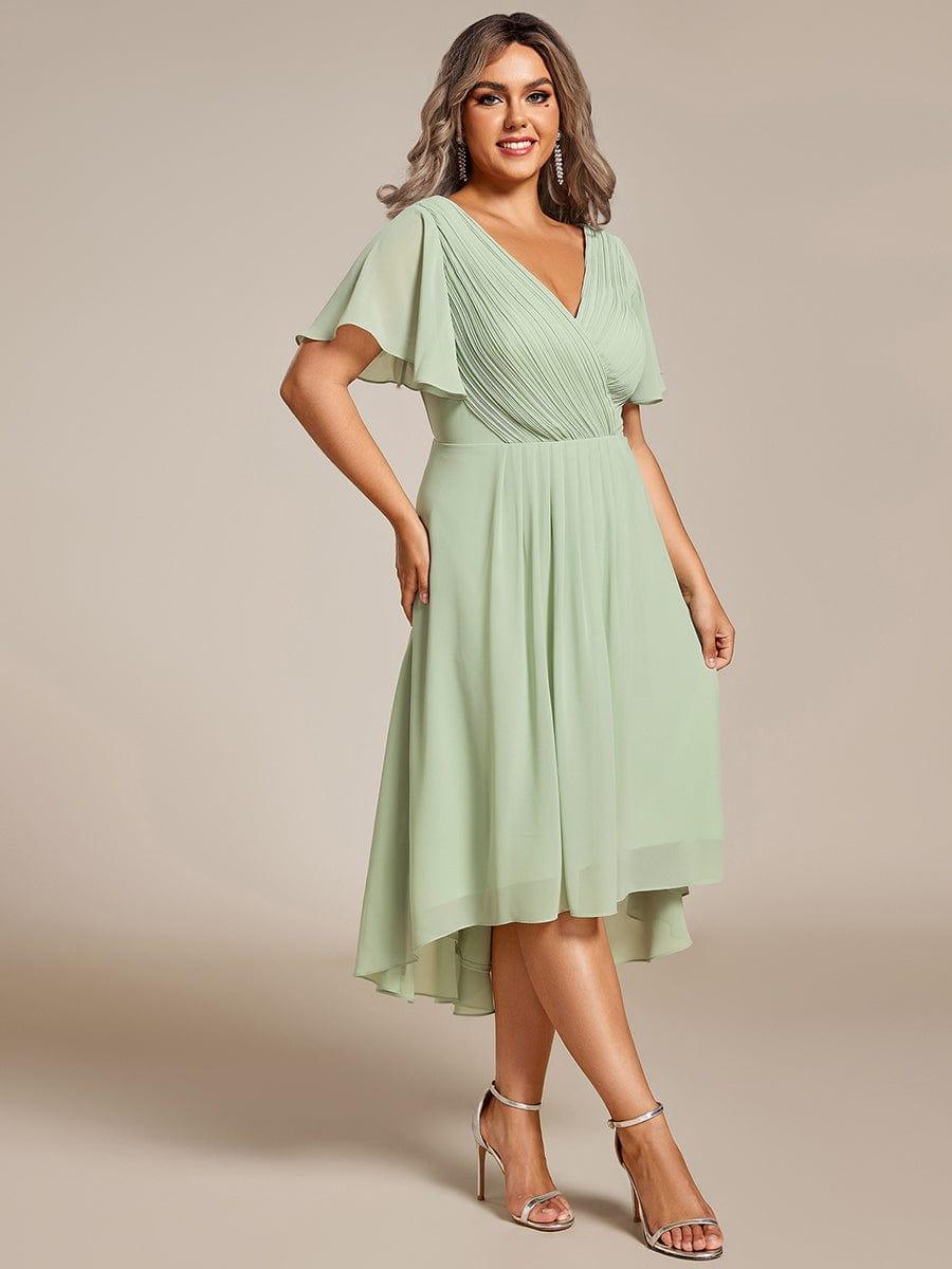 Funkelndes Abendkleid in A-Linie mit Empire-Taille und langen ?rmeln #farbe_Mint Gruen