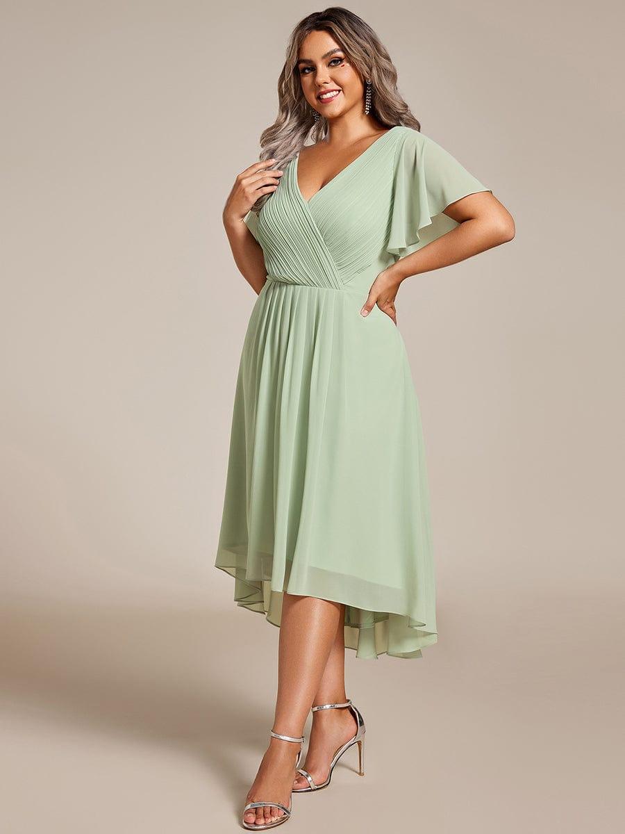 Funkelndes Abendkleid in A-Linie mit Empire-Taille und langen ?rmeln #farbe_Mint Gruen
