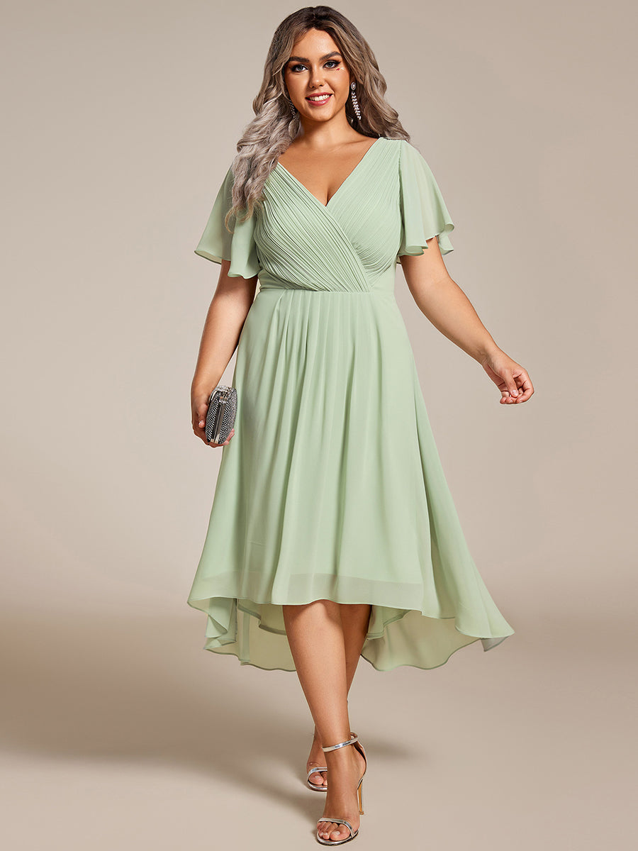 Funkelndes Abendkleid in A-Linie mit Empire-Taille und langen ?rmeln #farbe_Mintgrün
