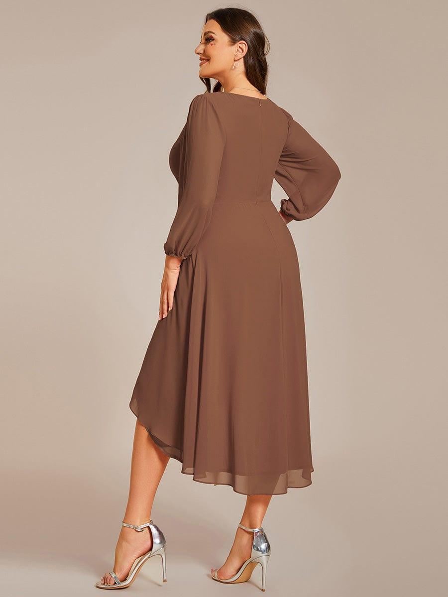 Glitzerndes A-Linien-Abendkleid mit Empire-Taille und langen Laternen?rmeln #farbe_Braun Glitzerndes A-Linien-Abendkleid mit Empire-Taille und langen Laternen?rmeln #farbe_Braun