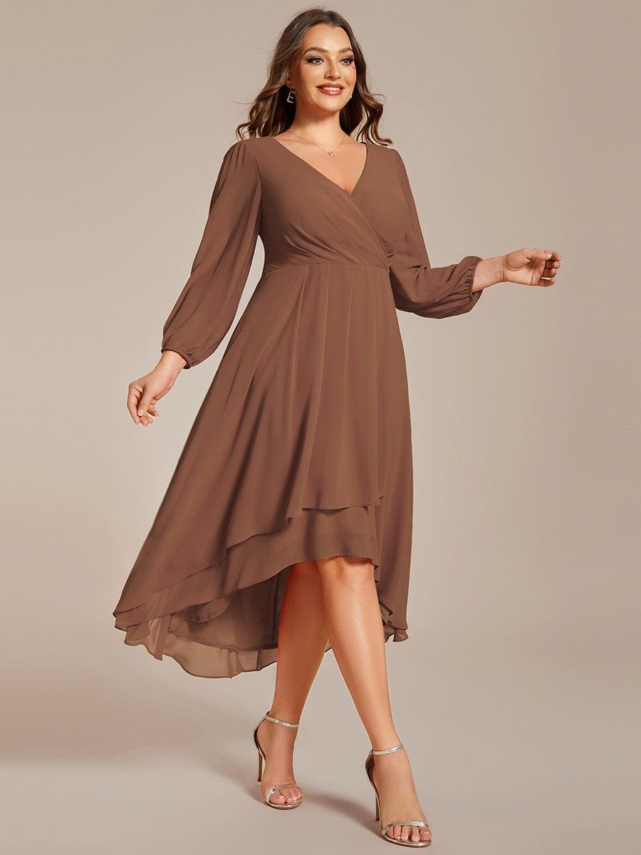 Glitzerndes A-Linien-Abendkleid mit Empire-Taille und langen Laternen?rmeln #farbe_Braun Glitzerndes A-Linien-Abendkleid mit Empire-Taille und langen Laternen?rmeln #farbe_Braun