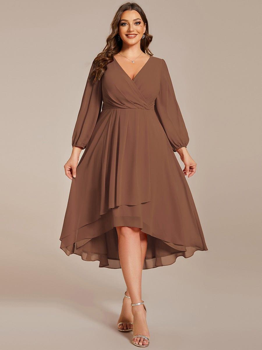 Glitzerndes A-Linien-Abendkleid mit Empire-Taille und langen Laternen?rmeln #farbe_Braun Glitzerndes A-Linien-Abendkleid mit Empire-Taille und langen Laternen?rmeln #farbe_Braun