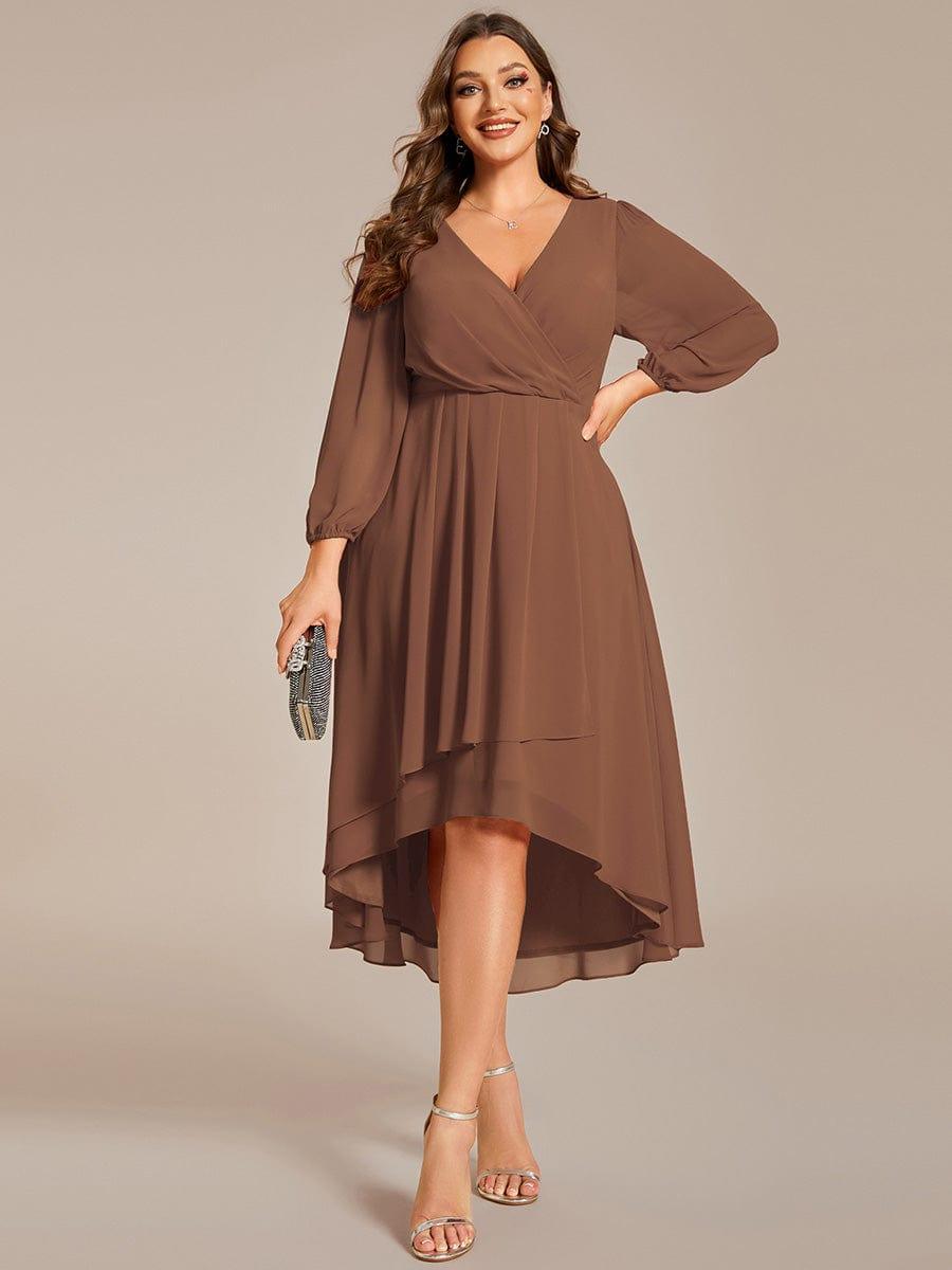 Glitzerndes A-Linien-Abendkleid mit Empire-Taille und langen Laternen?rmeln #farbe_Braun Glitzerndes A-Linien-Abendkleid mit Empire-Taille und langen Laternen?rmeln #farbe_Braun