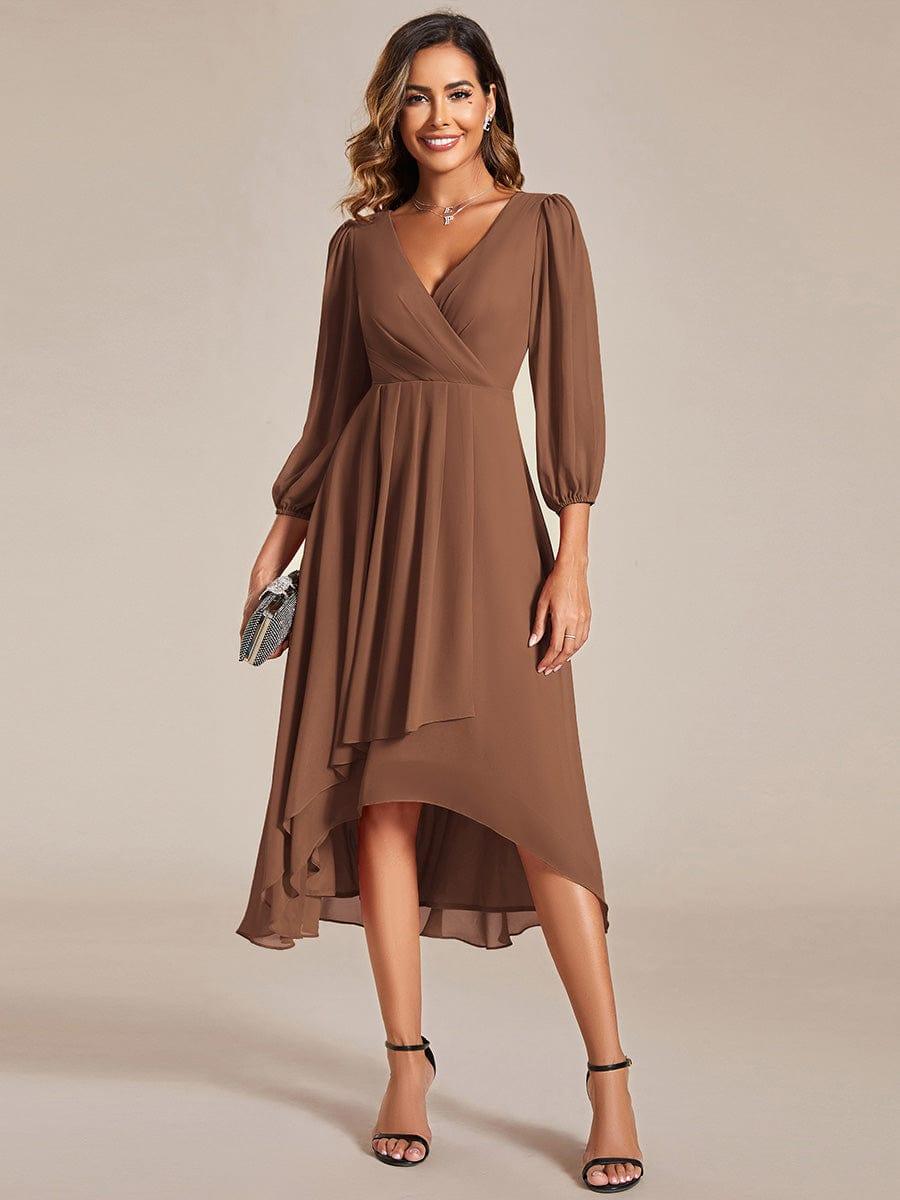 Glitzerndes A-Linien-Abendkleid mit Empire-Taille und langen Laternen?rmeln #farbe_Braun Glitzerndes A-Linien-Abendkleid mit Empire-Taille und langen Laternen?rmeln #farbe_Braun