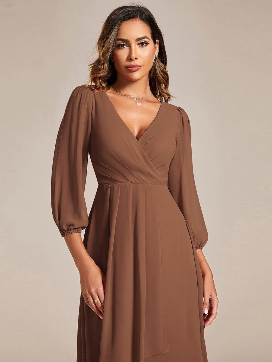 Glitzerndes A-Linien-Abendkleid mit Empire-Taille und langen Laternen?rmeln #farbe_Braun Glitzerndes A-Linien-Abendkleid mit Empire-Taille und langen Laternen?rmeln #farbe_Braun