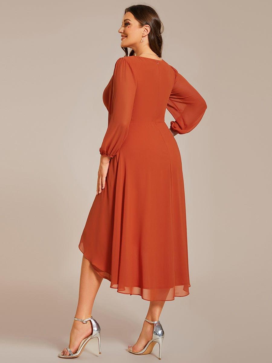 Robe d'invit¨¦ de mariage trap¨¨ze en mousseline fluide ¨¤ encolure ronde et longueur au genou #farbe_Gebrannte Orange Robe d'invit¨¦ de mariage trap¨¨ze en mousseline fluide ¨¤ encolure ronde et longueur au genou #farbe_Gebrannte Orange