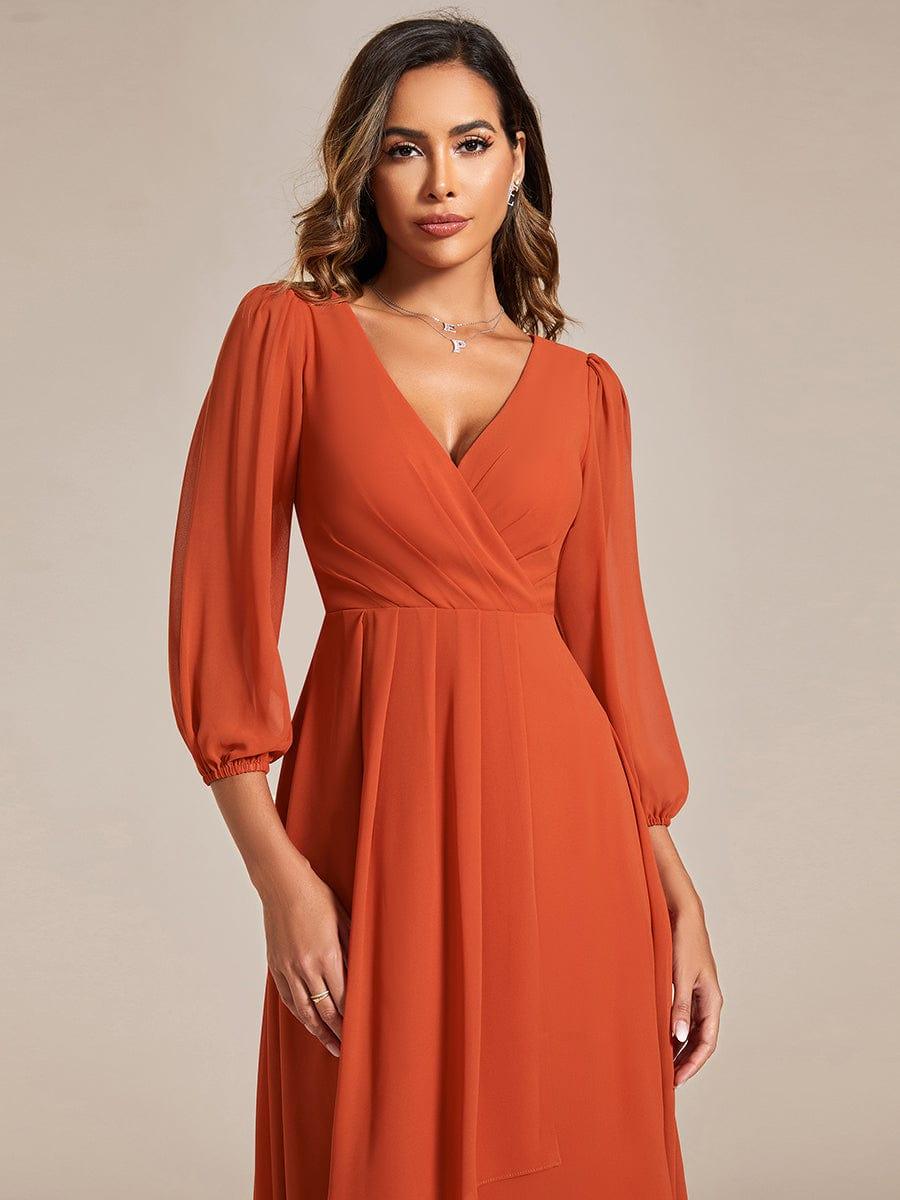 Robe d'invit¨¦ de mariage trap¨¨ze en mousseline fluide ¨¤ encolure ronde et longueur au genou #farbe_Gebrannte Orange Robe d'invit¨¦ de mariage trap¨¨ze en mousseline fluide ¨¤ encolure ronde et longueur au genou #farbe_Gebrannte Orange