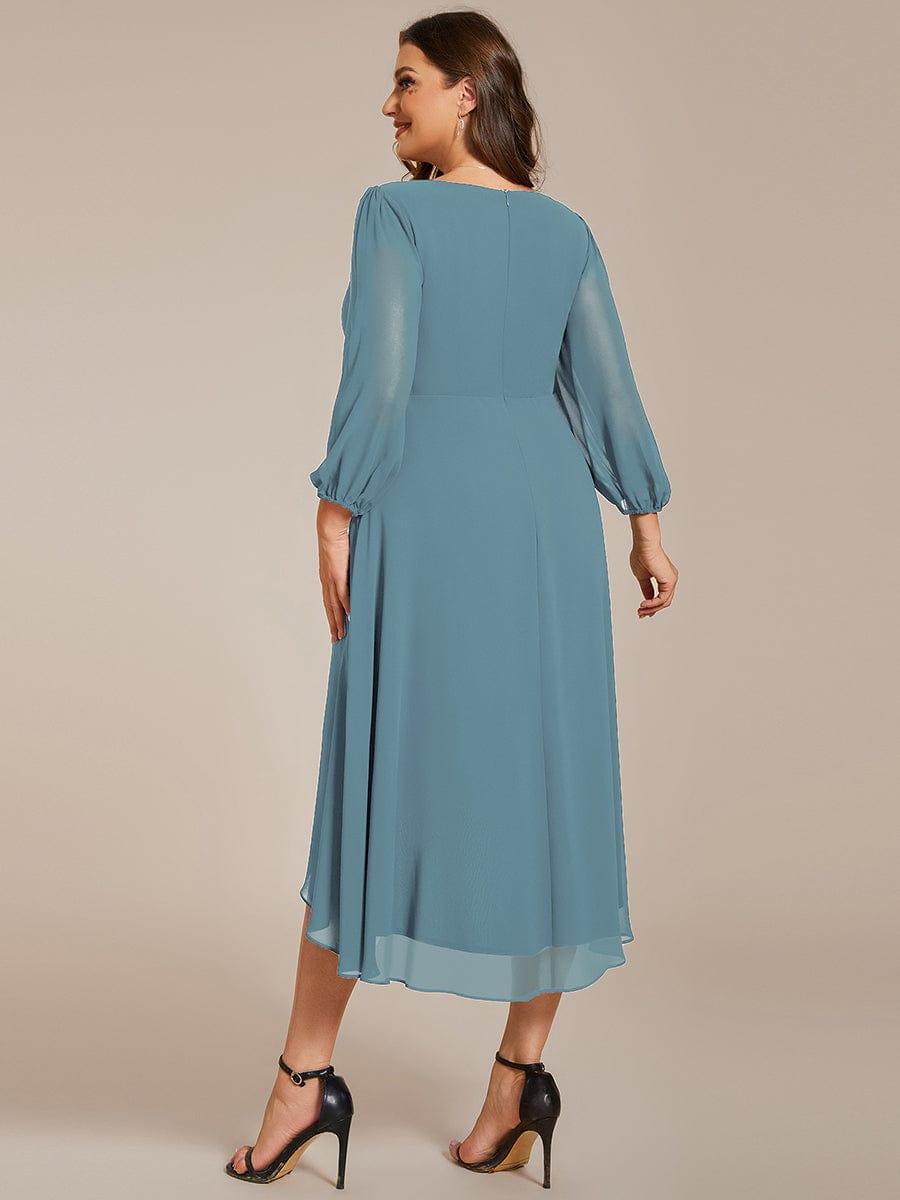 Glitzerndes A-Linien-Abendkleid mit Empire-Taille und langen Laternen?rmeln #farbe_Dusty Blau Glitzerndes A-Linien-Abendkleid mit Empire-Taille und langen Laternen?rmeln #farbe_Dusty Blau