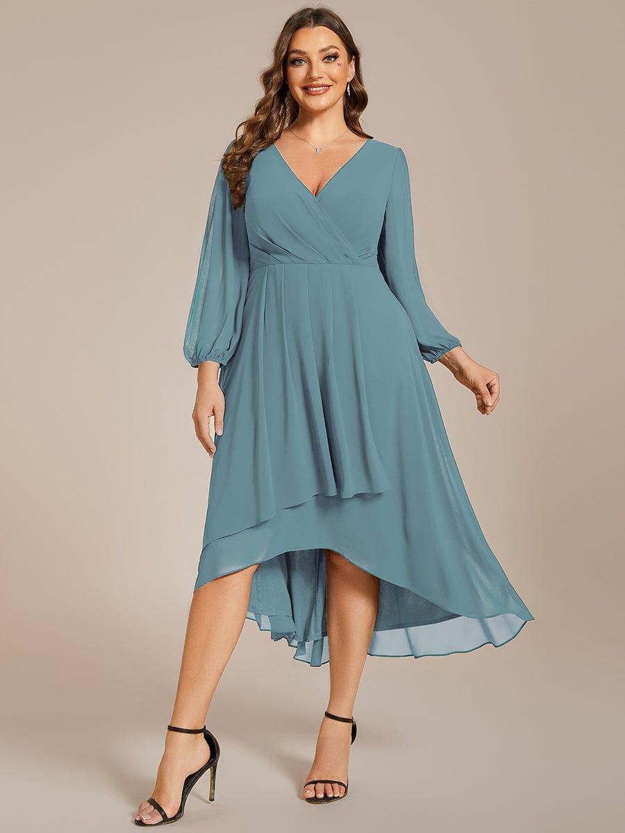 Glitzerndes A-Linien-Abendkleid mit Empire-Taille und langen Laternen?rmeln #farbe_Dusty Blau Glitzerndes A-Linien-Abendkleid mit Empire-Taille und langen Laternen?rmeln #farbe_Dusty Blau
