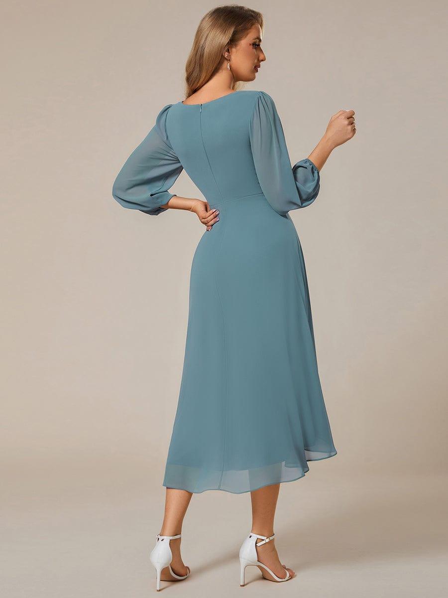 Glitzerndes A-Linien-Abendkleid mit Empire-Taille und langen Laternen?rmeln #farbe_Dusty Blau Glitzerndes A-Linien-Abendkleid mit Empire-Taille und langen Laternen?rmeln #farbe_Dusty Blau