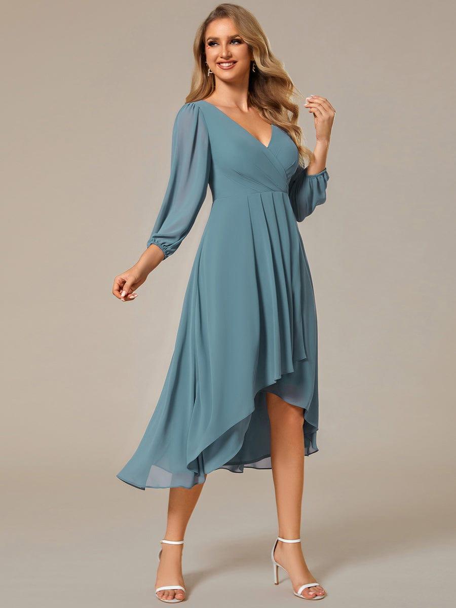 Glitzerndes A-Linien-Abendkleid mit Empire-Taille und langen Laternen?rmeln #farbe_Dusty Blau Glitzerndes A-Linien-Abendkleid mit Empire-Taille und langen Laternen?rmeln #farbe_Dusty Blau