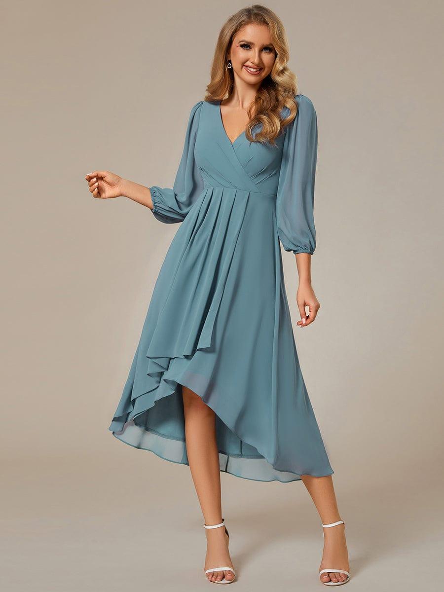Glitzerndes A-Linien-Abendkleid mit Empire-Taille und langen Laternen?rmeln #farbe_Dusty Blau Glitzerndes A-Linien-Abendkleid mit Empire-Taille und langen Laternen?rmeln #farbe_Dusty Blau