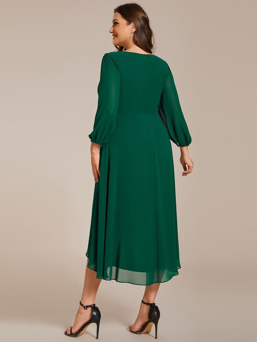 Robe d'invit¨¦ de mariage trap¨¨ze en mousseline fluide ¨¤ encolure ronde et longueur au genou #farbe_Dunkel Gruen Robe d'invit¨¦ de mariage trap¨¨ze en mousseline fluide ¨¤ encolure ronde et longueur au genou #farbe_Dunkel Gruen