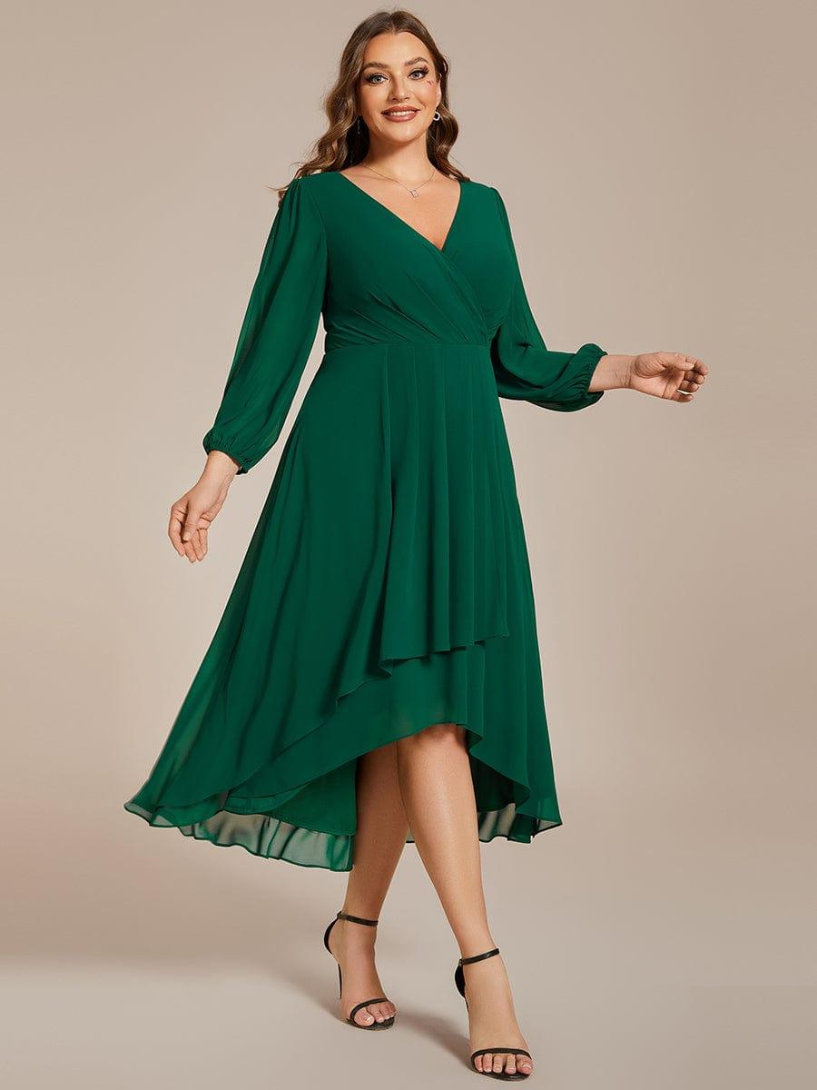 Robe d'invit¨¦ de mariage trap¨¨ze en mousseline fluide ¨¤ encolure ronde et longueur au genou #farbe_Dunkel Gruen Robe d'invit¨¦ de mariage trap¨¨ze en mousseline fluide ¨¤ encolure ronde et longueur au genou #farbe_Dunkel Gruen
