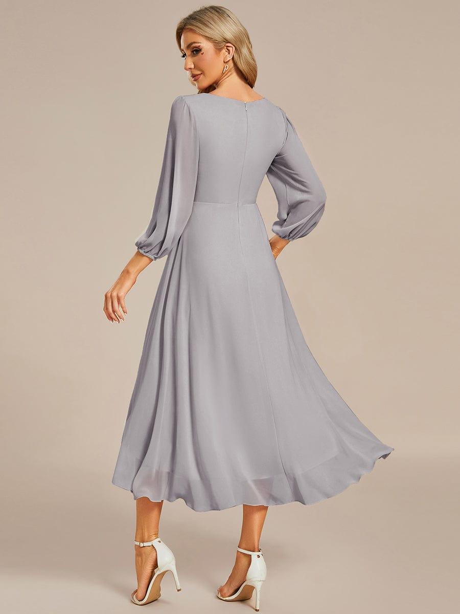 Glitzerndes A-Linien-Abendkleid mit Empire-Taille und langen Laternen?rmeln #farbe_Grau Glitzerndes A-Linien-Abendkleid mit Empire-Taille und langen Laternen?rmeln #farbe_Grau