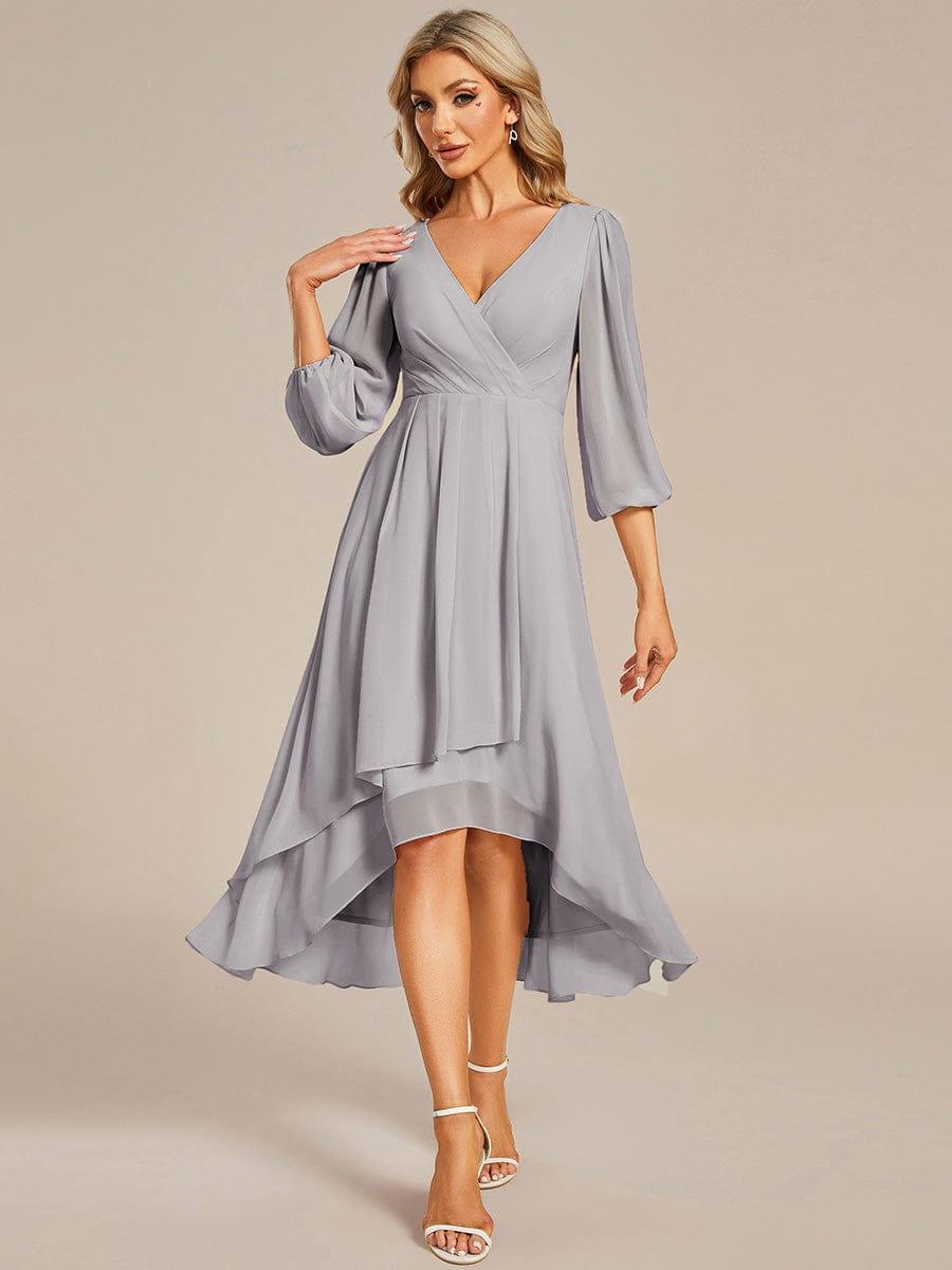 Glitzerndes A-Linien-Abendkleid mit Empire-Taille und langen Laternen?rmeln #farbe_Grau Glitzerndes A-Linien-Abendkleid mit Empire-Taille und langen Laternen?rmeln #farbe_Grau