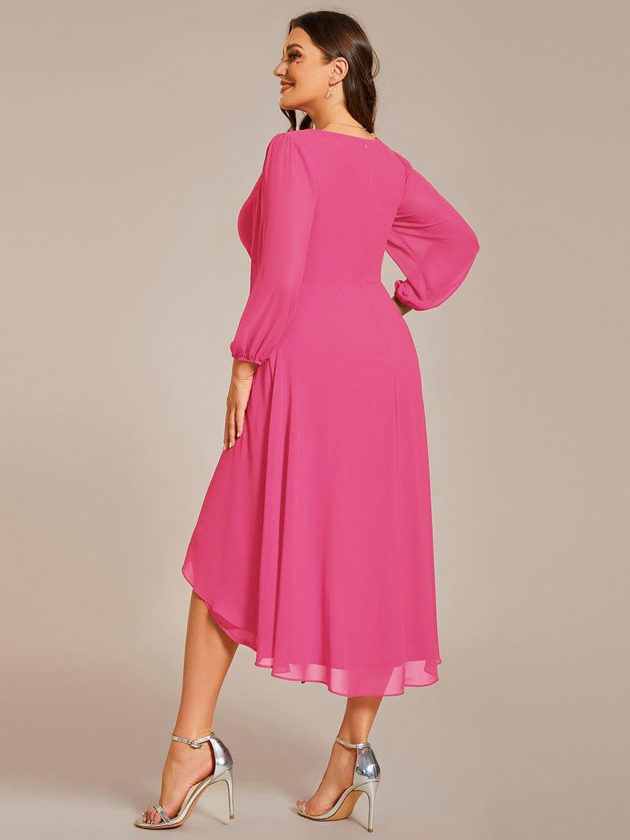 Glitzerndes A-Linien-Abendkleid mit Empire-Taille und langen Laternen?rmeln #farbe_Heisses Rosa Glitzerndes A-Linien-Abendkleid mit Empire-Taille und langen Laternen?rmeln #farbe_Heisses Rosa