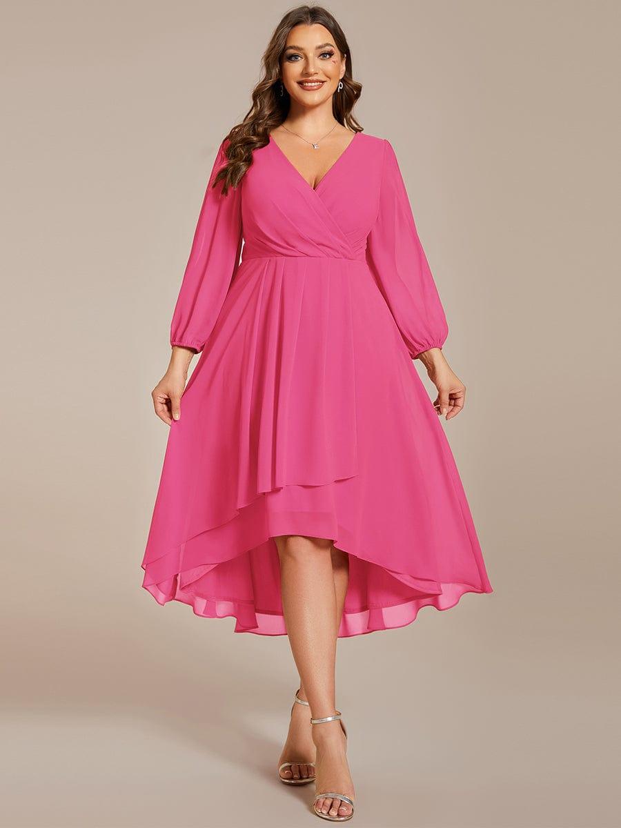 Glitzerndes A-Linien-Abendkleid mit Empire-Taille und langen Laternen?rmeln #farbe_Heisses Rosa Glitzerndes A-Linien-Abendkleid mit Empire-Taille und langen Laternen?rmeln #farbe_Heisses Rosa