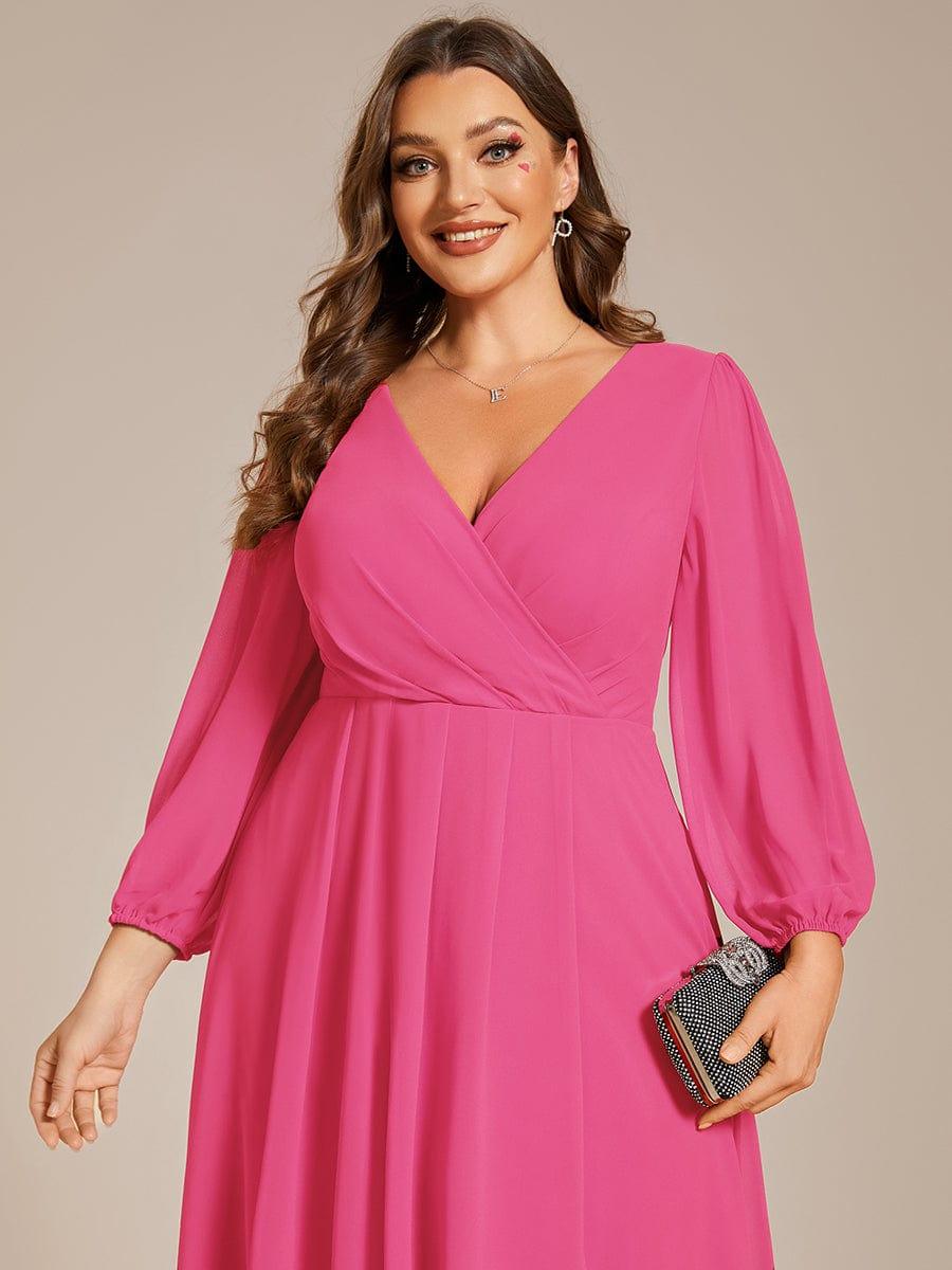 Glitzerndes A-Linien-Abendkleid mit Empire-Taille und langen Laternen?rmeln #farbe_Heisses Rosa Glitzerndes A-Linien-Abendkleid mit Empire-Taille und langen Laternen?rmeln #farbe_Heisses Rosa