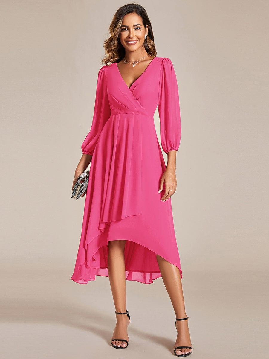 Glitzerndes A-Linien-Abendkleid mit Empire-Taille und langen Laternen?rmeln #farbe_Heisses Rosa Glitzerndes A-Linien-Abendkleid mit Empire-Taille und langen Laternen?rmeln #farbe_Heisses Rosa