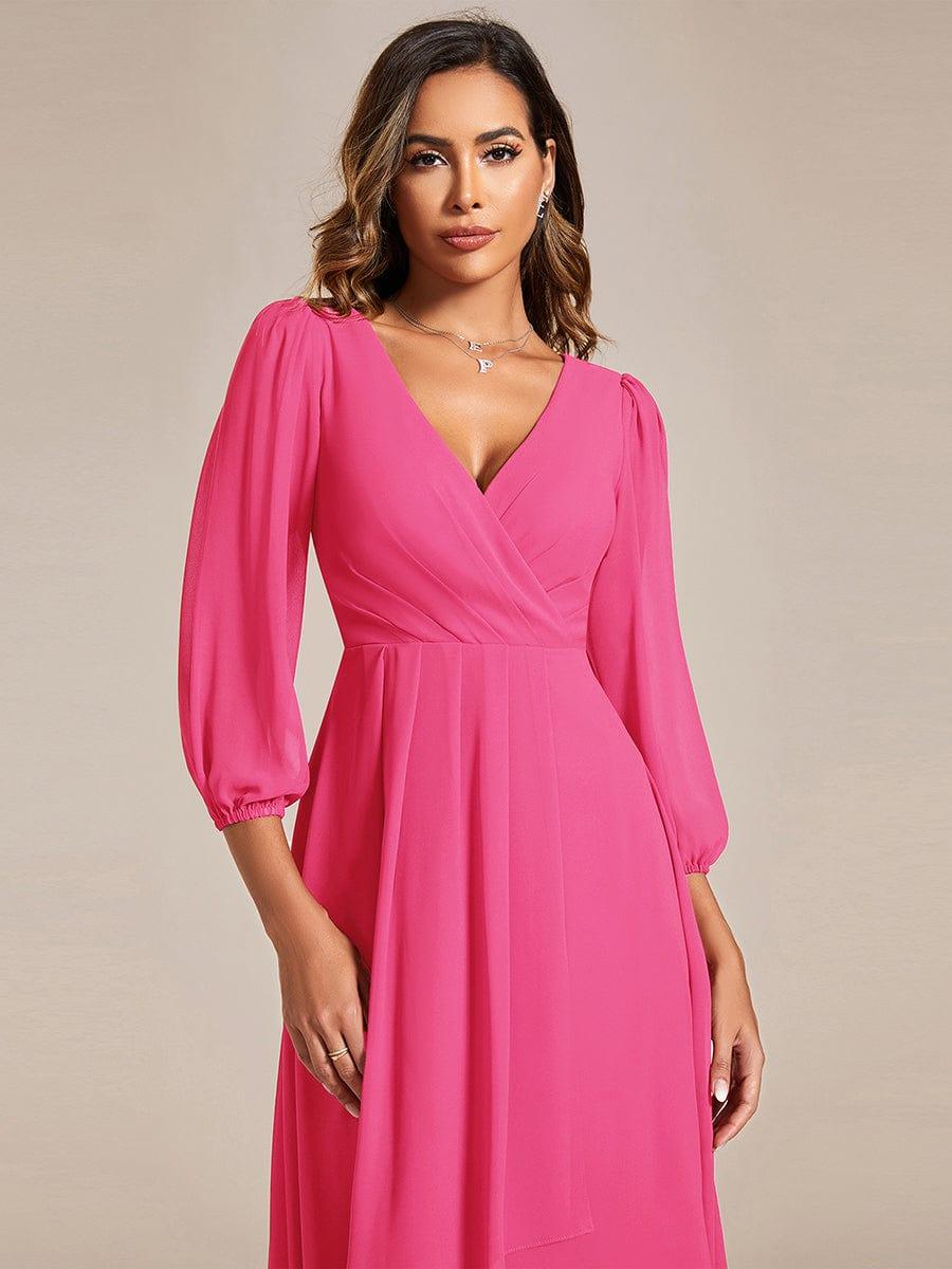 Glitzerndes A-Linien-Abendkleid mit Empire-Taille und langen Laternen?rmeln #farbe_Heisses Rosa Glitzerndes A-Linien-Abendkleid mit Empire-Taille und langen Laternen?rmeln #farbe_Heisses Rosa