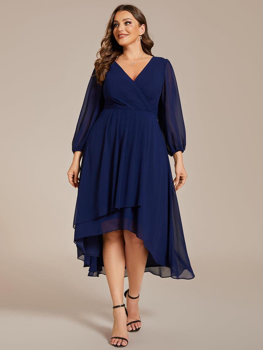 Robe d'invit¨¦ de mariage trap¨¨ze en mousseline fluide ¨¤ encolure ronde et longueur au genou #farbe_Navy Blau Robe d'invit¨¦ de mariage trap¨¨ze en mousseline fluide ¨¤ encolure ronde et longueur au genou #farbe_Navy Blau