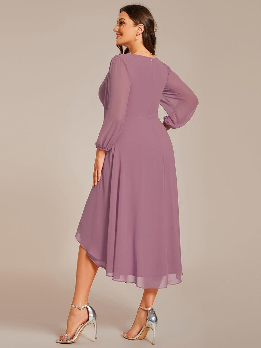 Robe d'invit¨¦ de mariage trap¨¨ze en mousseline fluide ¨¤ encolure ronde et longueur au genou #farbe_Orchid Robe d'invit¨¦ de mariage trap¨¨ze en mousseline fluide ¨¤ encolure ronde et longueur au genou #farbe_Orchid