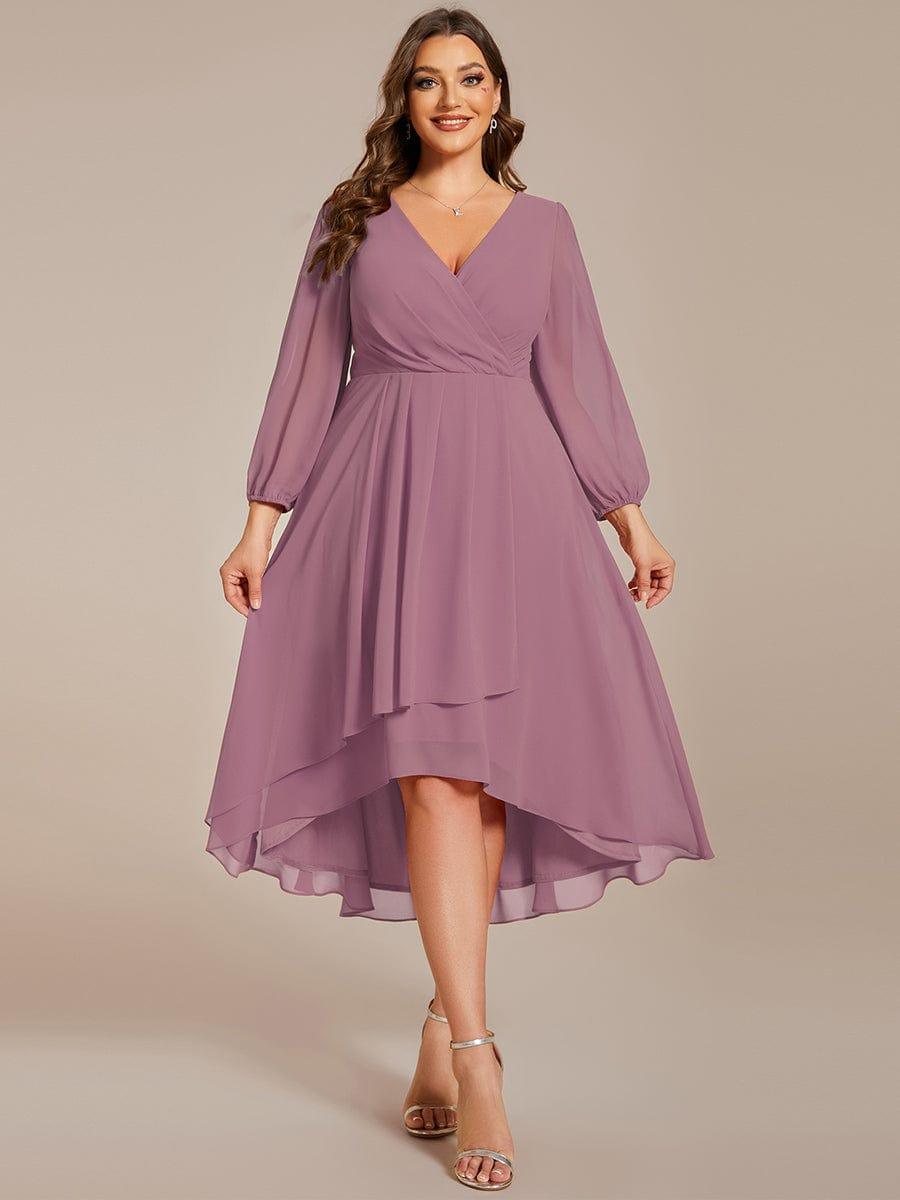 Robe d'invit¨¦ de mariage trap¨¨ze en mousseline fluide ¨¤ encolure ronde et longueur au genou #farbe_Orchid Robe d'invit¨¦ de mariage trap¨¨ze en mousseline fluide ¨¤ encolure ronde et longueur au genou #farbe_Orchid
