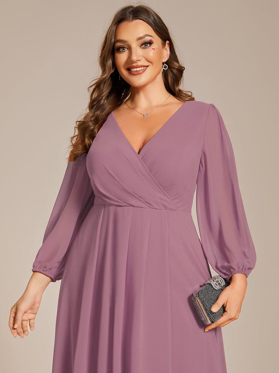 Robe d'invit¨¦ de mariage trap¨¨ze en mousseline fluide ¨¤ encolure ronde et longueur au genou #farbe_Orchid Robe d'invit¨¦ de mariage trap¨¨ze en mousseline fluide ¨¤ encolure ronde et longueur au genou #farbe_Orchid
