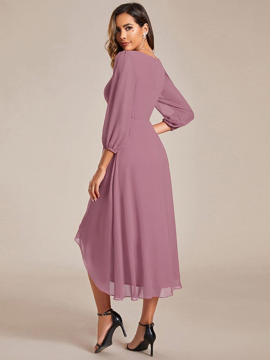 Robe d'invit¨¦ de mariage trap¨¨ze en mousseline fluide ¨¤ encolure ronde et longueur au genou #farbe_Orchid Robe d'invit¨¦ de mariage trap¨¨ze en mousseline fluide ¨¤ encolure ronde et longueur au genou #farbe_Orchid